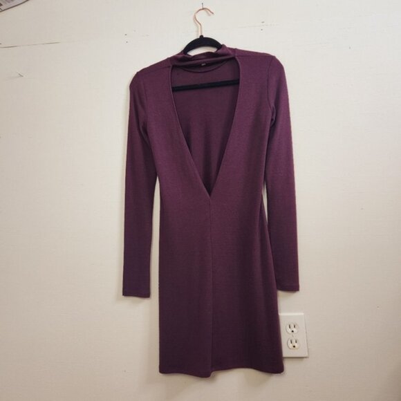 Aritzia Wilfred Free Moulton Burgundy Plum Knee Length Dress Minimalist - Picture 5 of 9